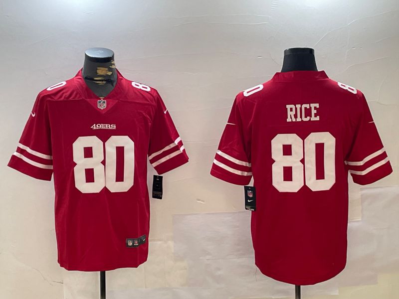 Men San Francisco 49ers #80 Rice Red Second generations 2024 Nike Limited NFL Jersey style 1->->